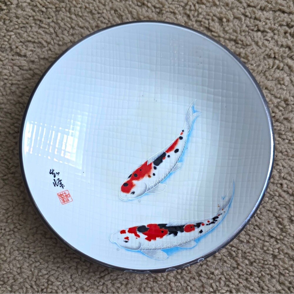Japanese Koi Fish Decorative Plate with Koi Fish Design